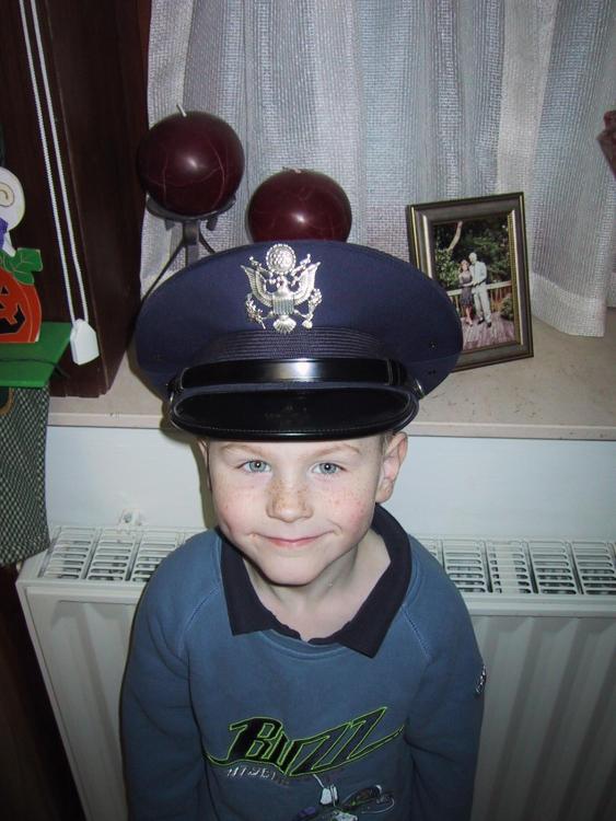 Eric wearing Dad's USAF cap 1.JPG